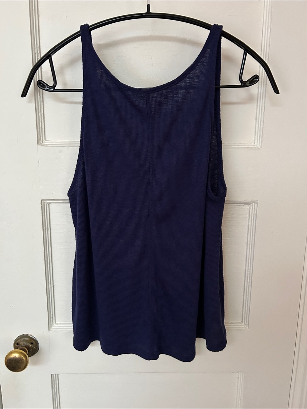 Free People Navy Ribbed Scoop-Back Tank Top